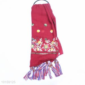Wholesale Cheap Fashionable Jacquard Scarf Embroidered Lady Scarf with Tassel