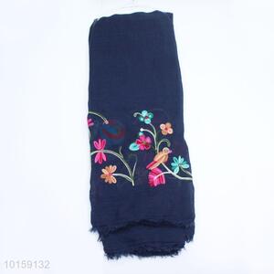 Popular Flower Embroidered Cotton Fabric Scarf for Sale