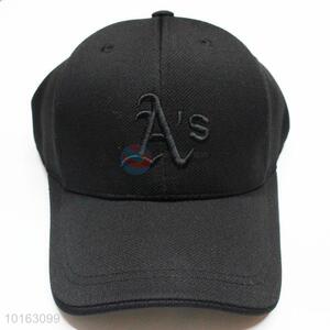 Black embroidered  cotton peaked cap/baseball cap