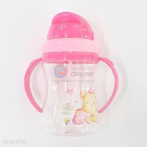 Lovely Carton Water Bottle for Children with Wing Shape Handle and Straw