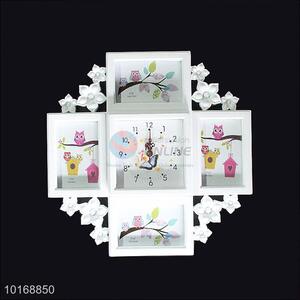 Home Decoration Plastic Combination Photo Frame with Clock