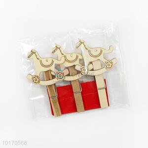 Wooden Horse Cartoon Photo Clip Clamps Paper Clips