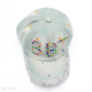 Women Colorful Rhinestone Denim Hats New Fashion