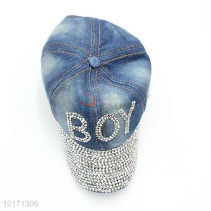 Fashion Boy Letter Pattern Rhinestone Denim Hats