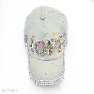 New Colorful Rhinestone Washed Hat Fashion Denim Caps