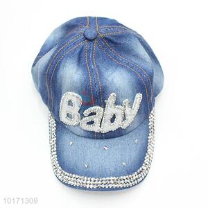 Letter Pattern Rhinestone Denim Hats Vintage Baseball Cap