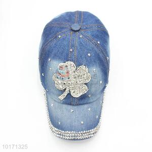 Promotional Custom Denim Hats Fashion Leaf Design Caps