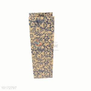 Retro flower printed kraft wine bottle paper bag