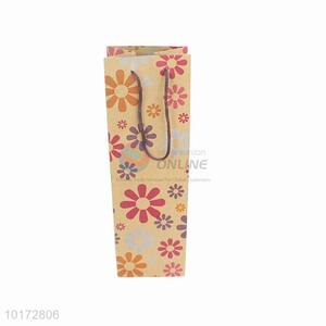 Flower printed brown kraft paper wine bottle gift bags