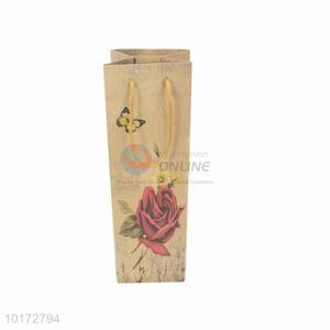 Rose printed wine bottle packaging wine paper bags