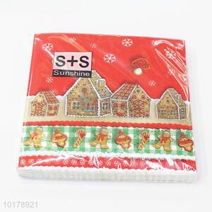 Cute design Christmas signs printed wood pulp paper napkin