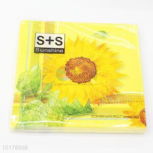 Cheap price sunflower printed wood pulp paper napkin