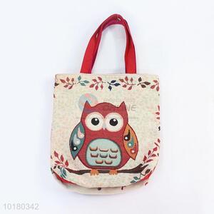 Pretty Cute Hemp Shopping Bag Reusable Tote Bag with Owl Pattern