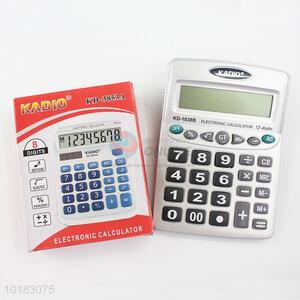 Portable Office Tool Silver 12 Digit Calculator