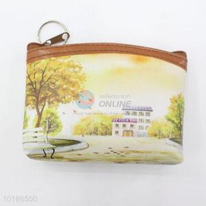 Scenery Printed Coin Purse Small Change Purse PVC with Lining Coin Bag