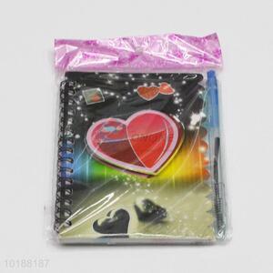 Fashion Style Heart Printed Notebook with Pen