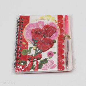 Wholesale Rose Pattern Office Supply Notebook with Pen