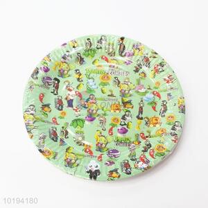 Green Color Plants Zombie Printed Disposable Dishes