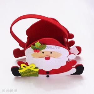 Pretty Cute Santa Claus Shape Felt Hand Bag Christmas Candy Bag for Kids