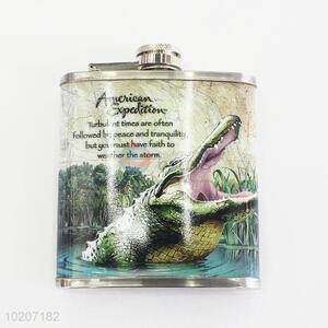 High Quality Crocodile Pattern Stainless Steel Plastic Hip Flask Mini Flagon