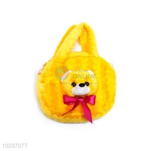 Custom Yellow Cartoon Animal Pattern Plush Handbag