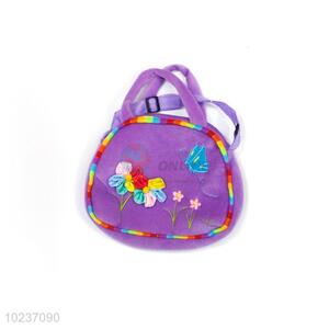 Hot Sale Purple Embroidered Plush Cartoon Hand Bag