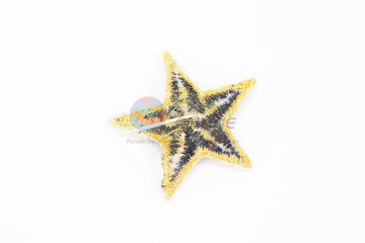 Wholesale five-point star shape embroidery badge brooch