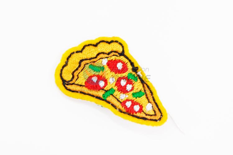 Cute pizza shape embroidery badge brooch for promotions