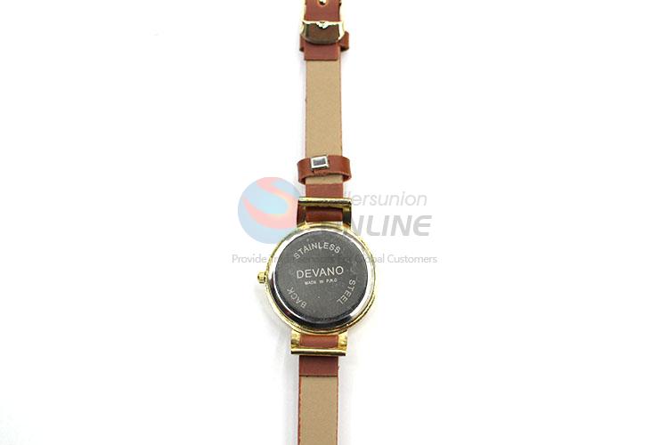 Nice Flower Pattern Brown Wrist Watch with Leathern Watchband for Sale