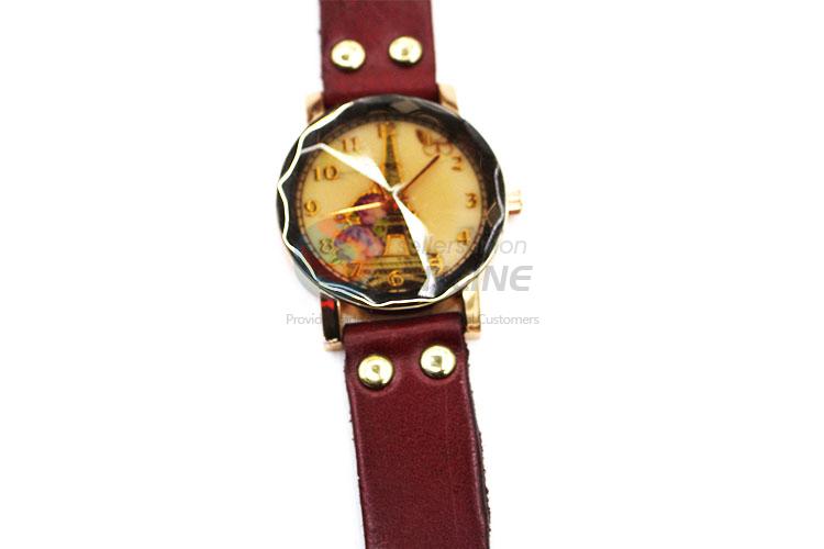 Promotional Wholesale Wrist Watch with Leathern Watchband for Sale