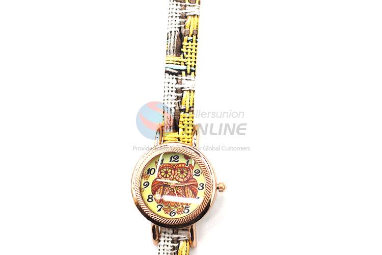 Fashionable Owl Pattern Wrist Watch with Leathern Watchband for Sale