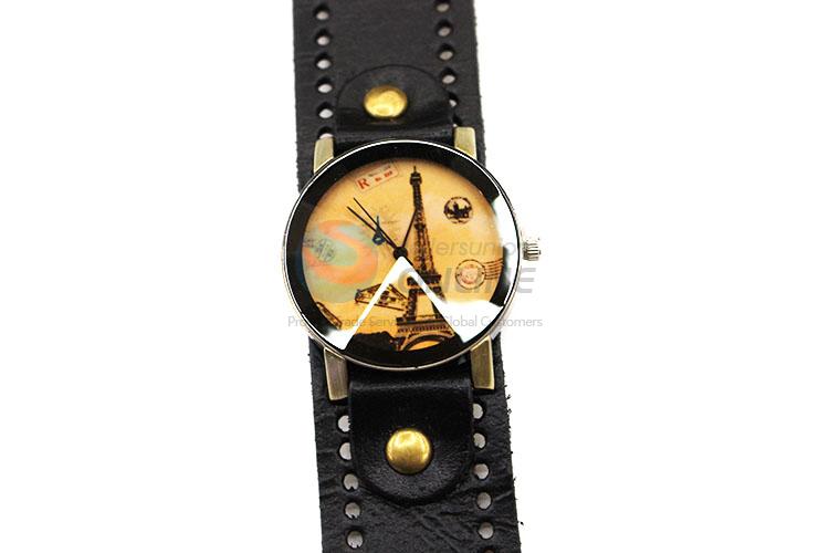 Wholesale Nice Black Wrist Watch with Leathern Watchband for Sale