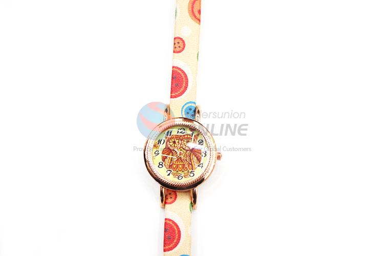 Nice Owl Pattern Wrist Watch with Leathern Watchband for Sale