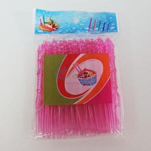 50Pcs Pink Color Plastic Fruit Toothpicks