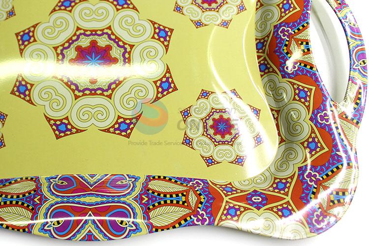 Creative Design Colorful Printed Metal Dinner Plate With Handle