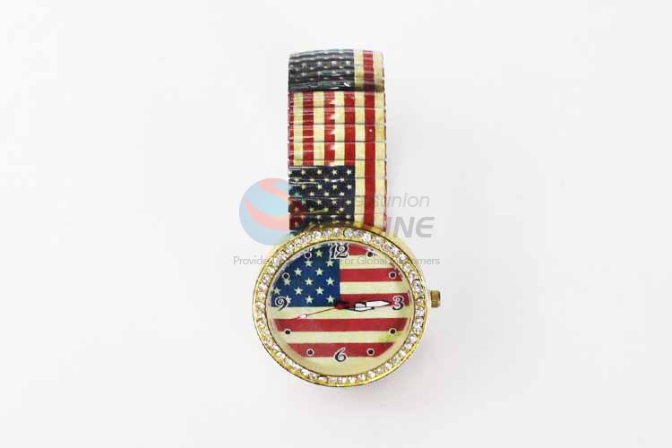 Flag Casual Bracele Watch For Girls/Fashion Quartz Wristwatch with Rhinestone