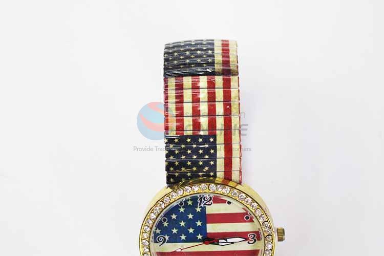 Flag Casual Bracele Watch For Girls/Fashion Quartz Wristwatch with Rhinestone