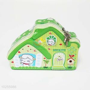 Good gift tinplate house shaped money box