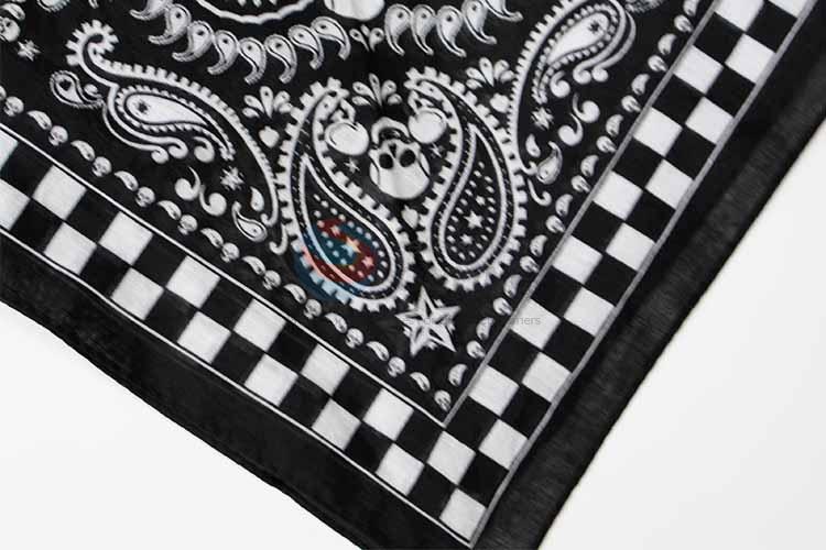 Skull and Check Pattern 100% Cotton Printing Head Kerchief Square Bandana