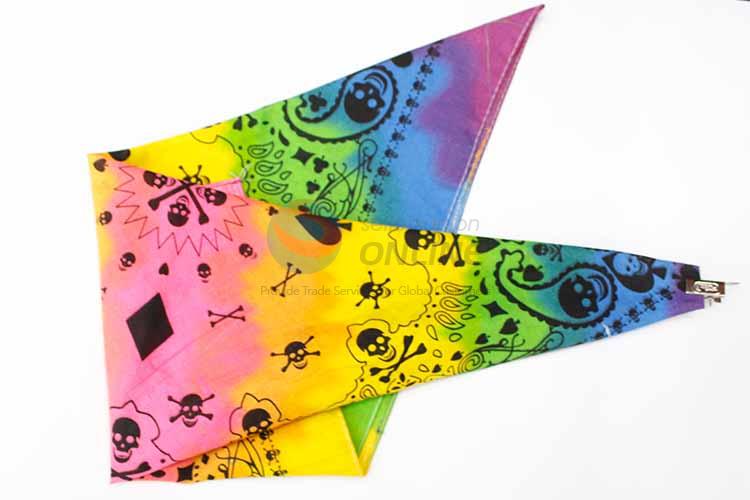 Colorized Skull Pattern 100% Cotton Printing Head Kerchief Square Bandana