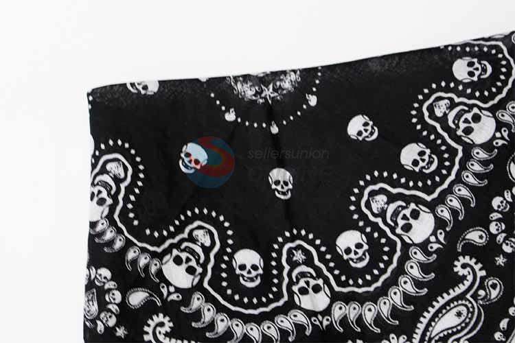 Skull and Check Pattern 100% Cotton Printing Head Kerchief Square Bandana