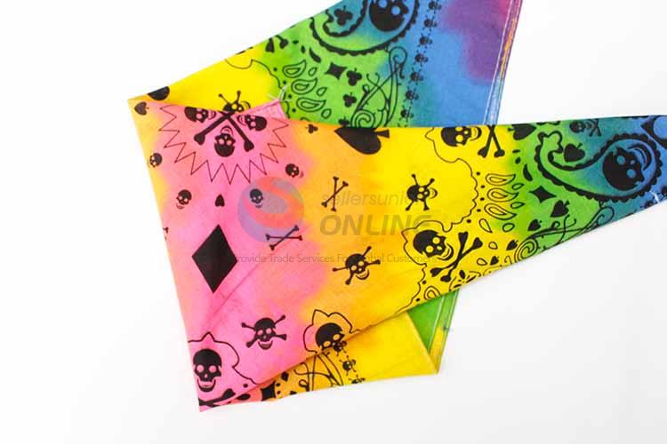 Colorized Skull Pattern 100% Cotton Printing Head Kerchief Square Bandana