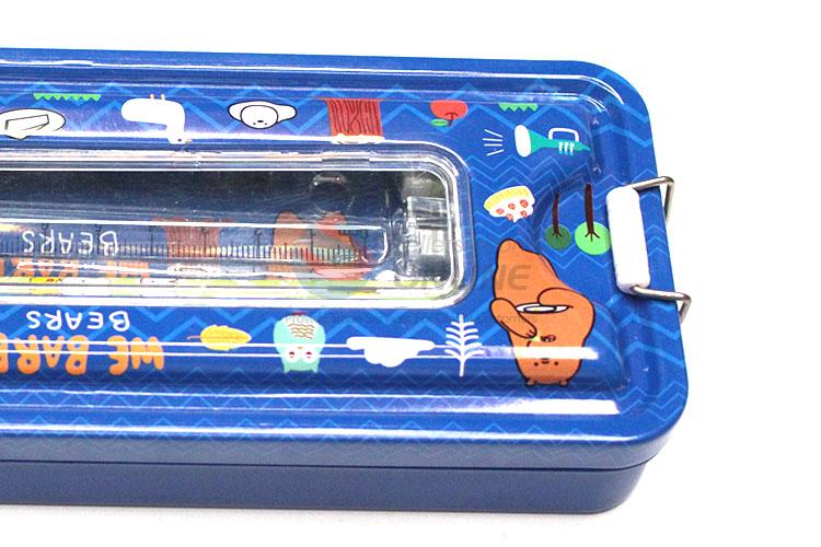 Hot Sale Dark Blue Iron Pencil Box for Student