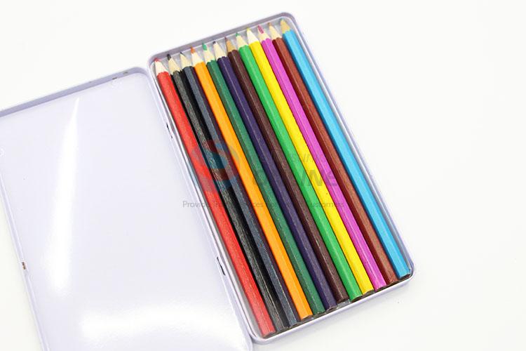 Made In China 12 Colors Colored Pencils Set In Iron Box