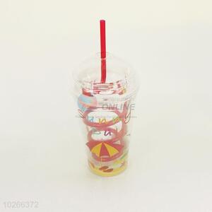 Portable Plastic Creative Fruit Juice for Summer Water Bottles Ice Plastic Cup with Straw