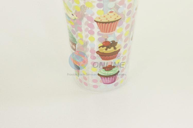 Serviceable Cup Cake Pattern Plastic Creative Fruit Juice for Summer Water Bottles Ice Plastic Cup with Straw