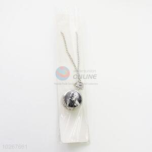 Marilyn Monroe Pattern Silver Metal Quartz Pocket Watches with Chain