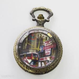 Modern City Pattern Vintage Bronze Metal Pocket Watches