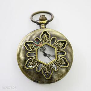 Flower Design High Quality Vintage Bronze Metal Pocket Watches