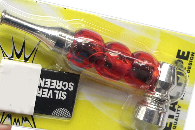 Serviceable Red Handle Metal Tobacco Pipe for Sale